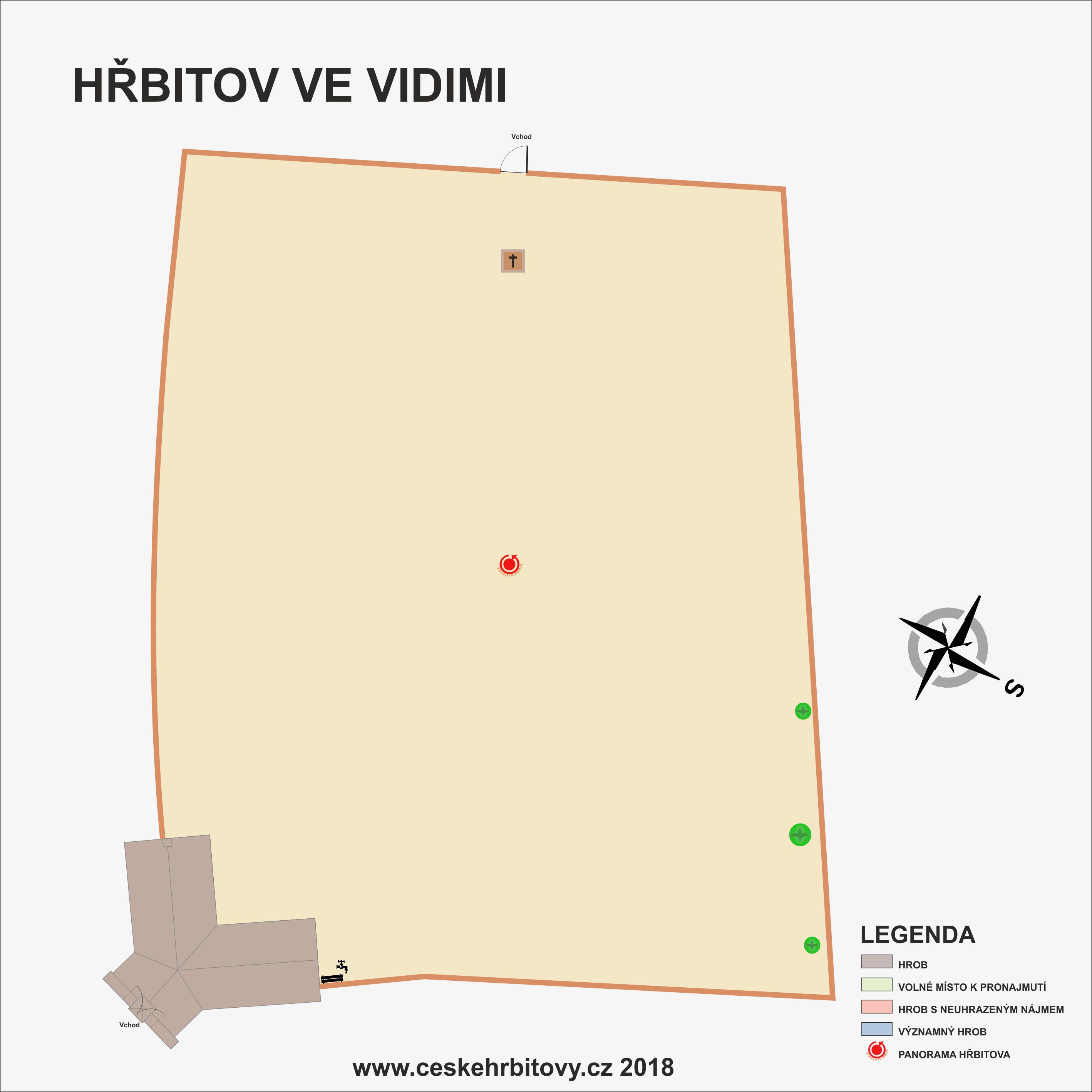 Mapa hĹ™bitova VIDIMSKÝ HŘBITOV